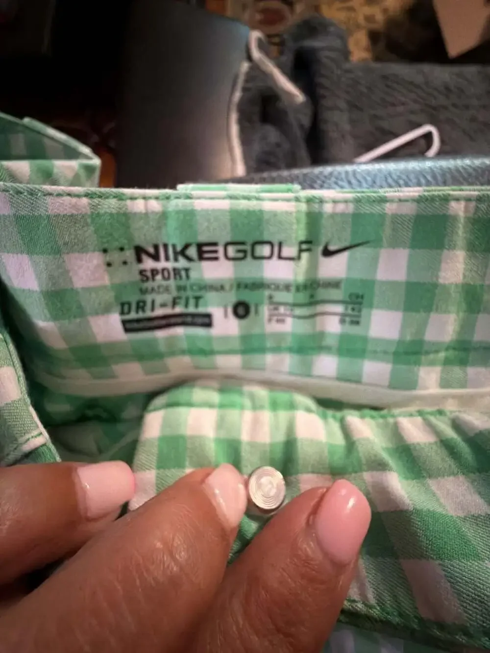 Nike Golf Sport Dri-Fit Women's Green Gingham Check Athletic Shorts